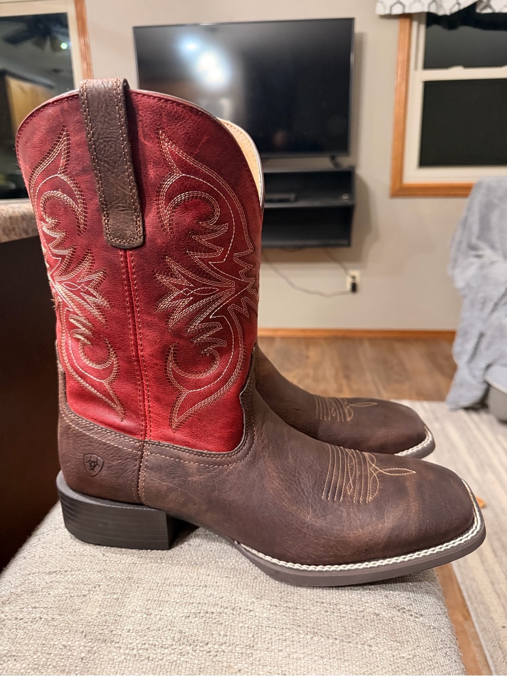 Ariat Brown Foot Red Shaft Western Cowboy Boots